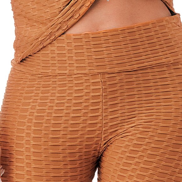 Women's Textured Brown Leggings Set - Picture 4 of 5